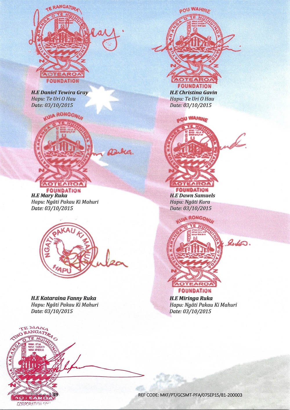 Grand Council Sovereign Marshal Treaty - International Maori Cultural Centre